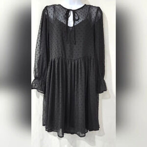 WAYF Where Are You From NWT Women's Sheer‎ Dress Size M Black Fairygoth Witchy